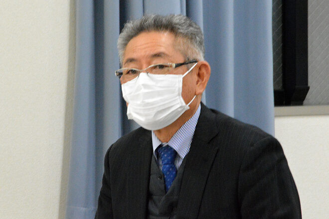 安全講習会への要望を述べる本多裕重KURS副議長（建交労関西支部執行委員長）。