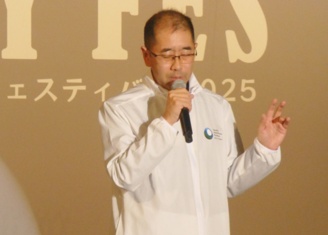 会期中の活動報告を行う、大阪・関西万博＜大阪ヘルスケアパビリオン＞事務局長の山下陽一氏。