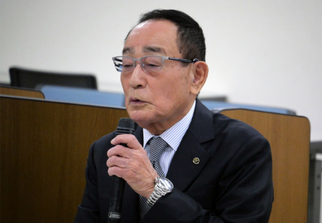 KURS・KLWSを代表して挨拶を行うKLWS議長の松居順一郎氏。