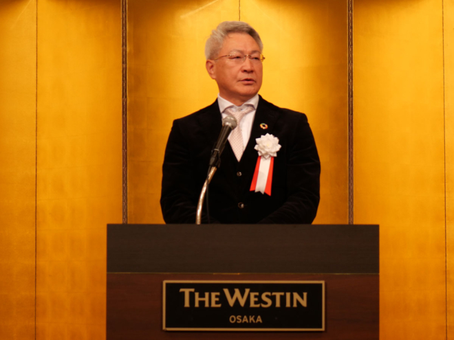 大阪兵庫工組と大阪広域協組の両理事長を務める木村貴洋氏の挨拶。